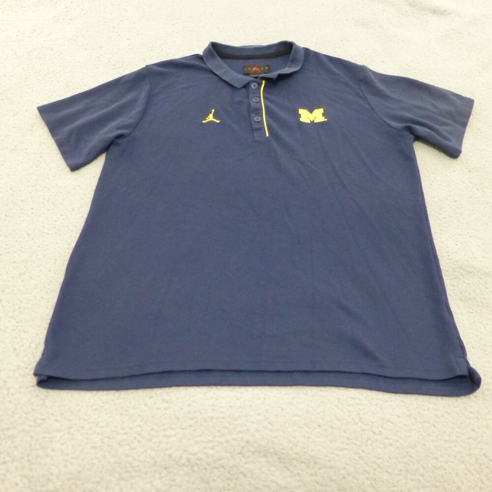 Michigan Wolverines Jordan Shirt Mens XL Polo Short Sleeve University Blue